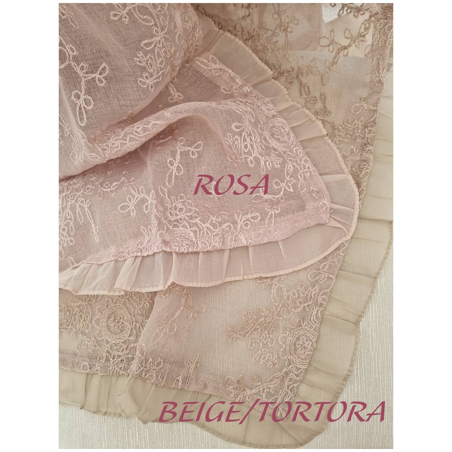 ATELIER 17 Tenda DIVINA con tulle e ricamo a fiori tre varianti 140x290 cm - Image 3