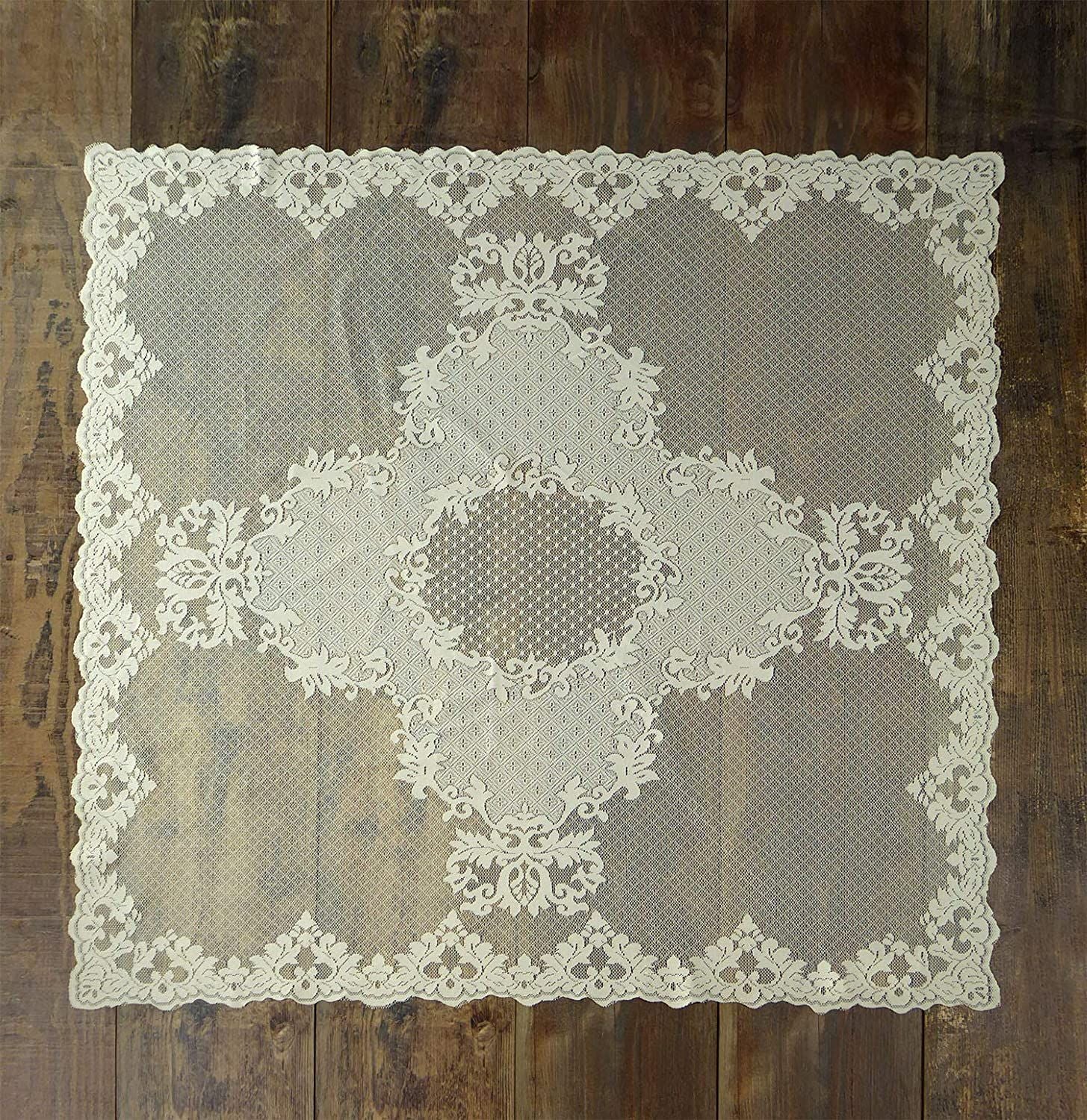 L'ATELIER 17 Centro tavola centrino quadrato in pizzo con motivo damascato ricamato "Aurore" Shabby Chic 90x90 cm 3 varianti - Image 4