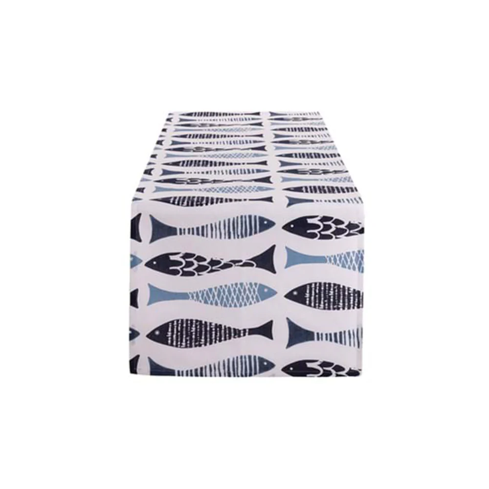 Blanc Mariclò Runner in misto cotone "Pesci tra le righe" 45x140 cm 3 varianti(1 unità)