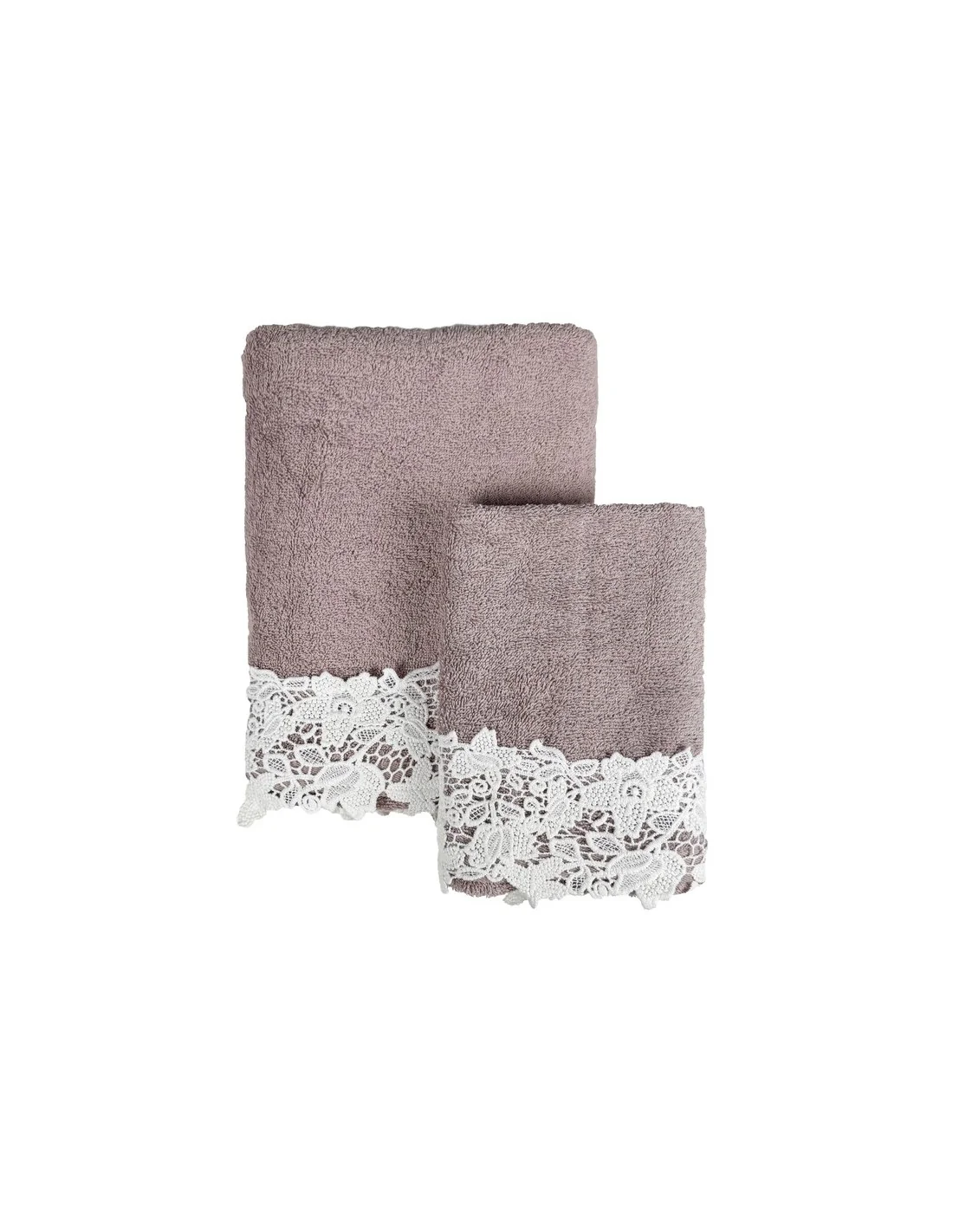 Blanc Mariclò Set 2 asciugamani da bagno con pizzo "Merletto" 40x60/60x110 cm - Image 3
