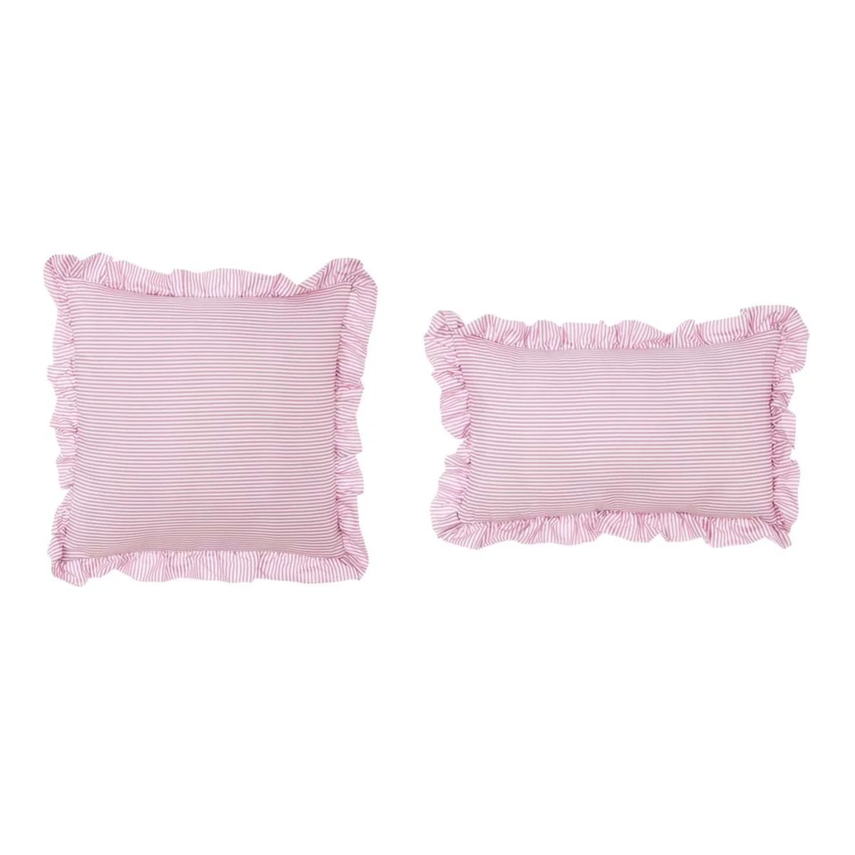 Blanc Mariclò Set 2 cuscini arredo rosa con gala "Sogno Vichy" 30x50 cm - 45x45 cm