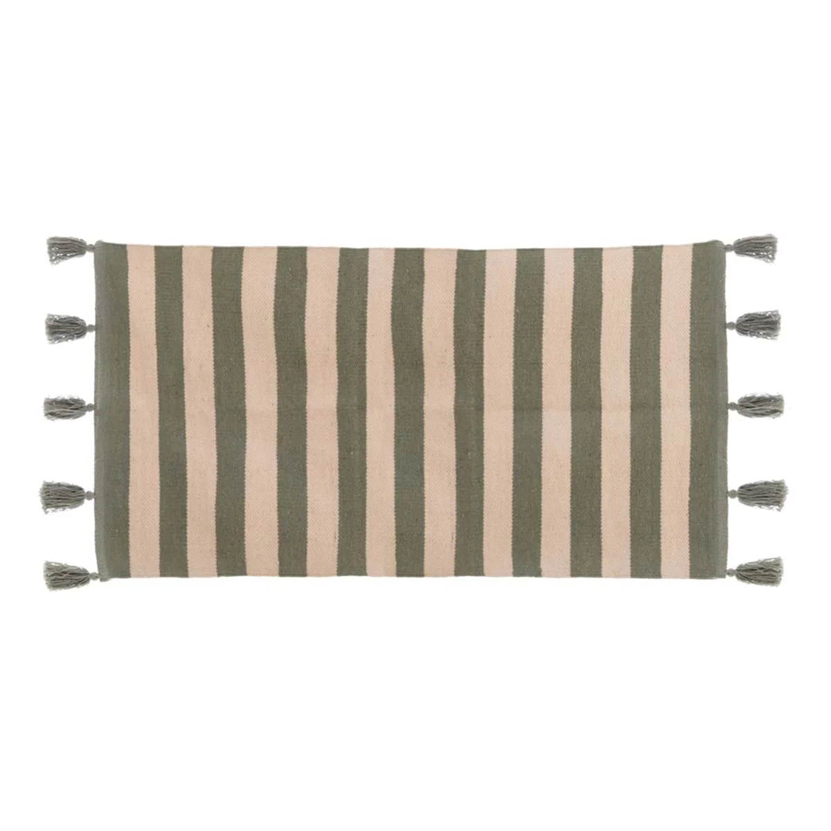 Blanc Mariclò Tappeto arredo a righe in cotone bianco/verde "Righe di Sole" 40x150 cm