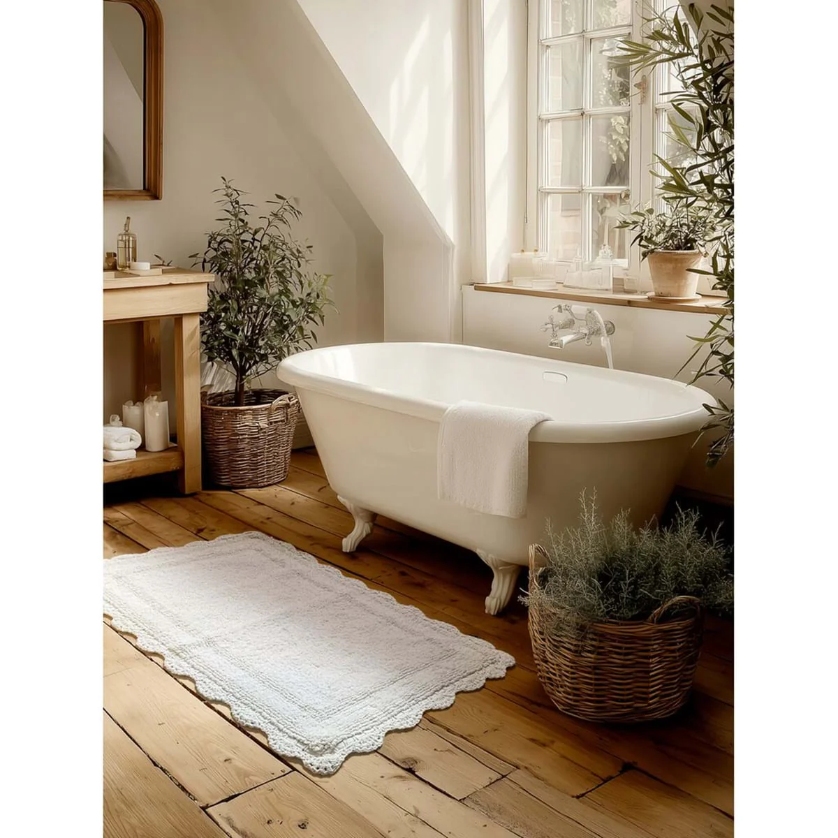 Blanc Mariclò Tappeto bagno in cotone bianco con crochet "Bagno Chiaro" 50x110 cm - Image 2