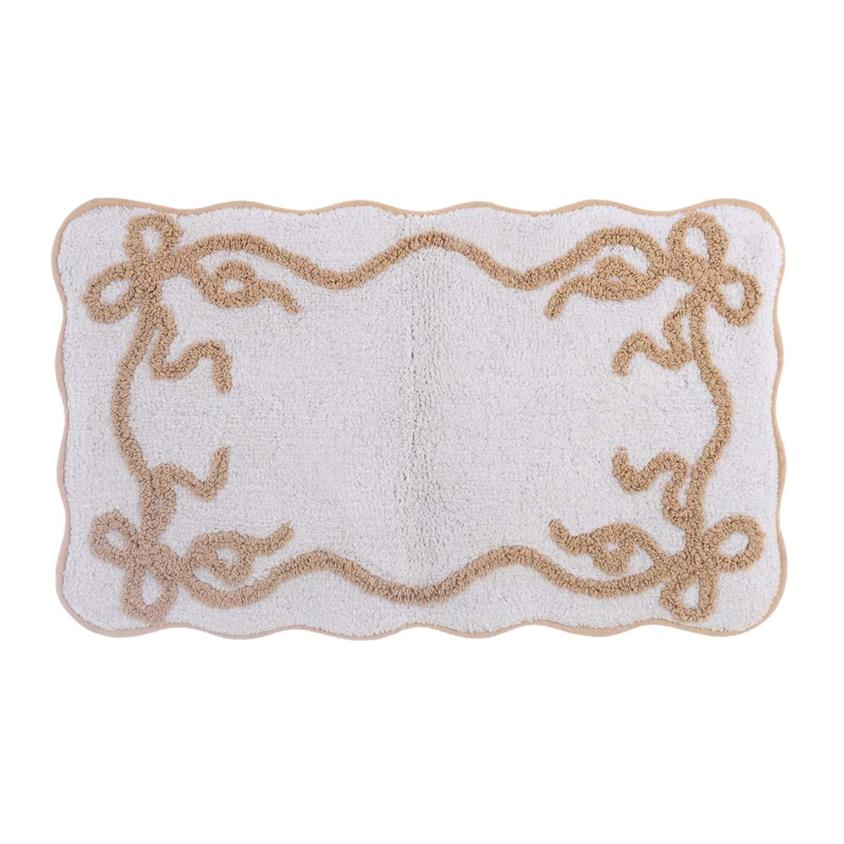 Blanc Mariclò Tappeto bagno in cotone con fiocchi dorati 50x80 cm