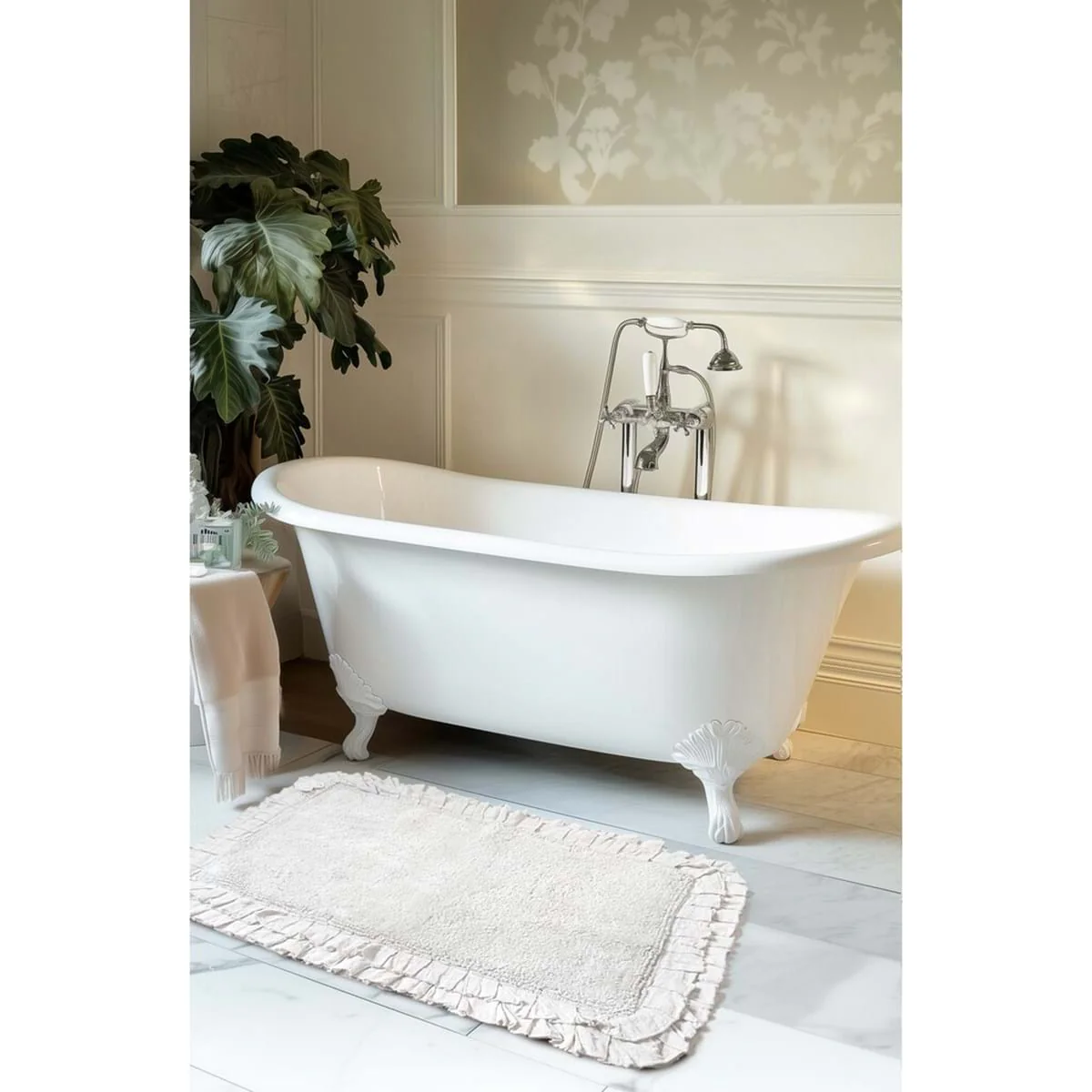 Blanc Mariclò Tappeto bagno in cotone panna con doppia gala "Bagno Chiaro" 50x80 cm - Image 2