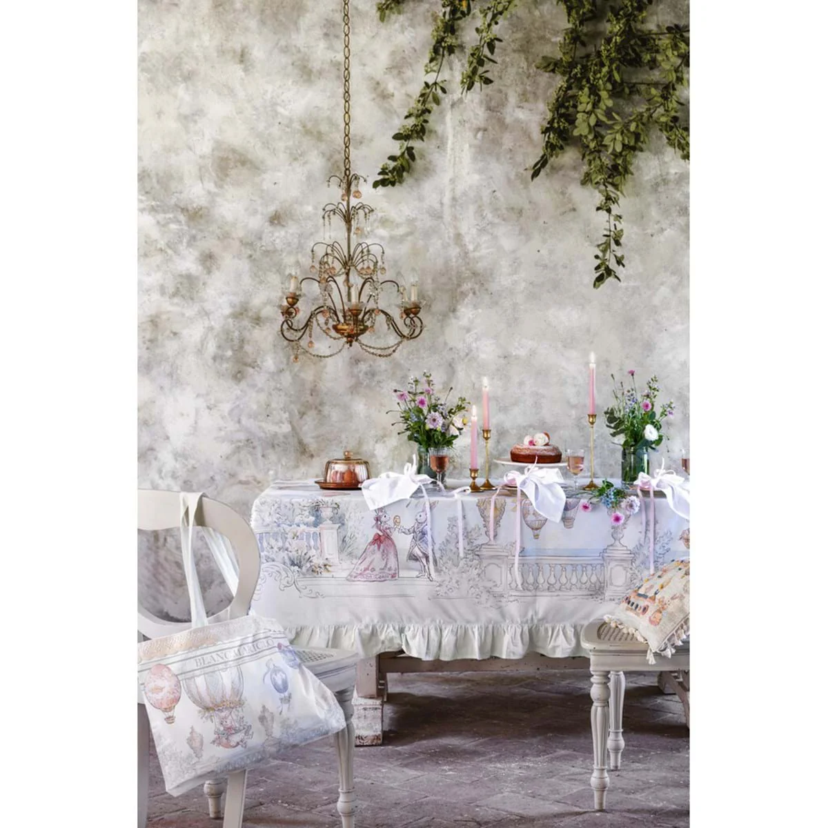 Blanc Mariclò Tovaglia rettangolare di pasqua in cotone con gala "Rococo" 180x260 cm - Image 2