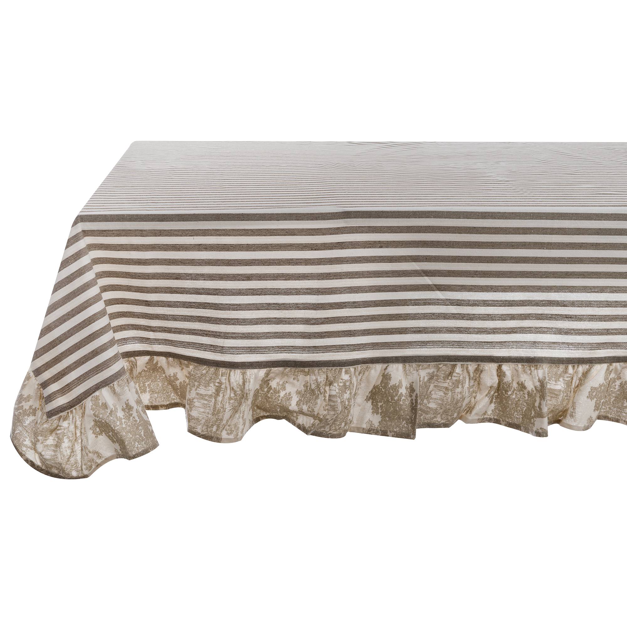 Blanc Mariclò Tovaglia rettangolare in misto cotone beige con gala 160x290 cm