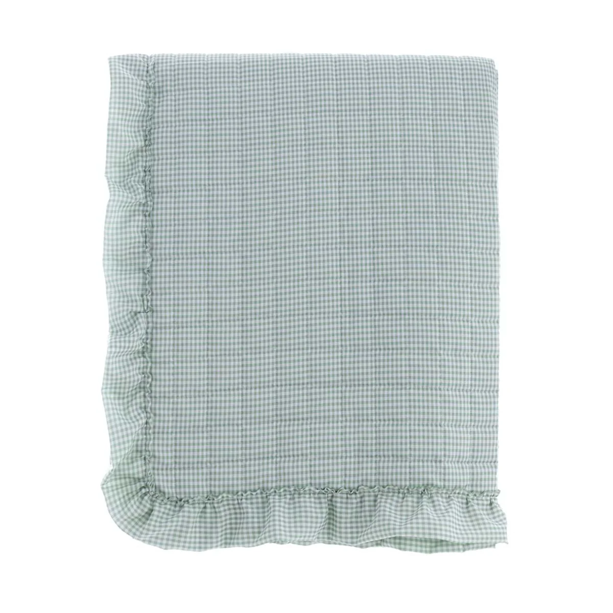 Blanc Mariclò Trapunta matrimoniale primaverile verde in microfibra con gala "Sogno Vichy" 260x260 cm - Image 3