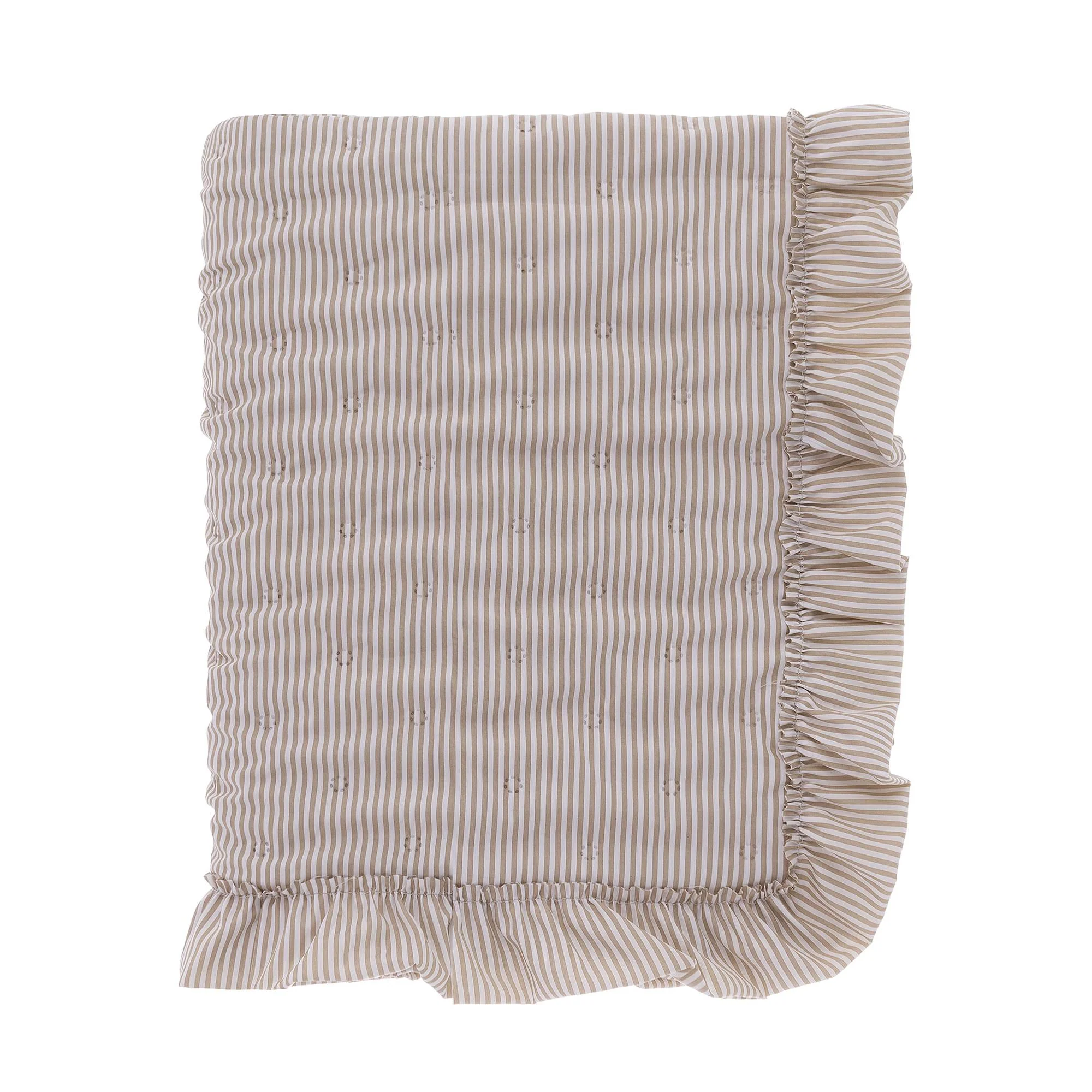 Blanc Mariclò Trapunta singola primaverile beige in microfibra con gala "Sogno Vichy" 180x260 cm