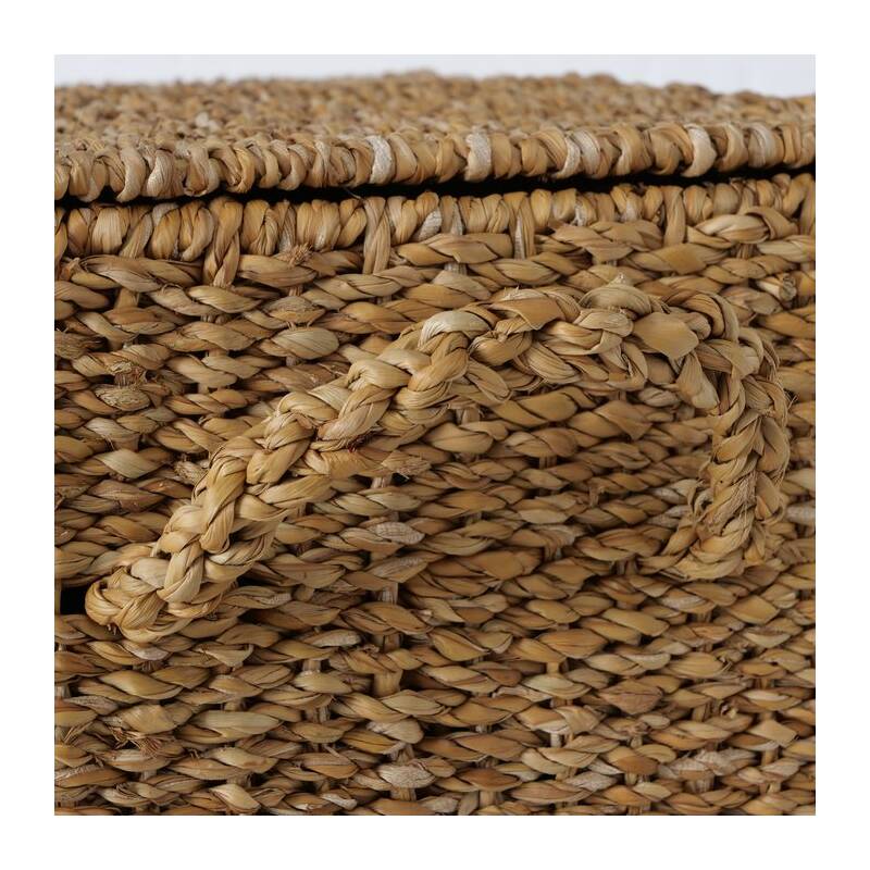 Boltze Cestino contenitore rettangolare vimini, cesto portaoggetti con manici e coperchio in legno di alghe Seagrass, materiale 100% naturale "Sophy", Doho - Scandinavo 3 varianti - Image 4