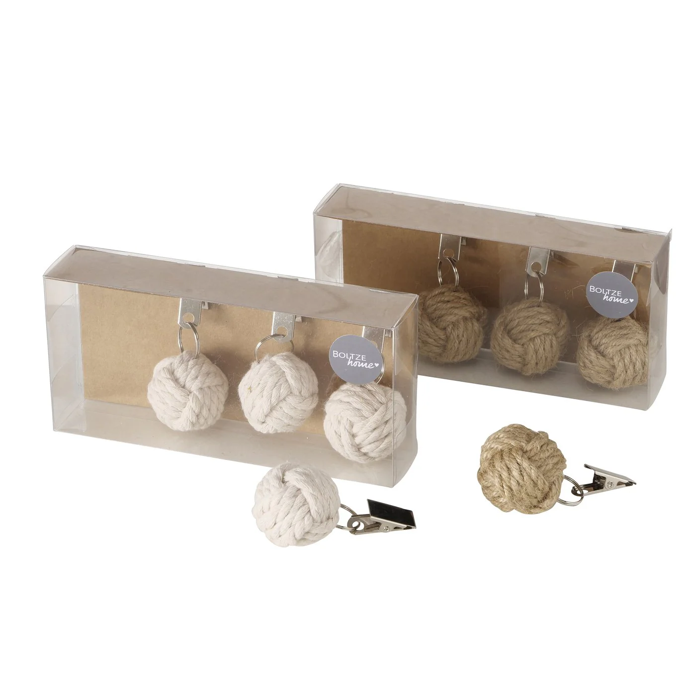 Boltze Set 4 nodi fermatovaglia da tavola con pinzetta "Juta" in tessuto iuta realizzato a mano D4 cm 2 varianti - Image 4