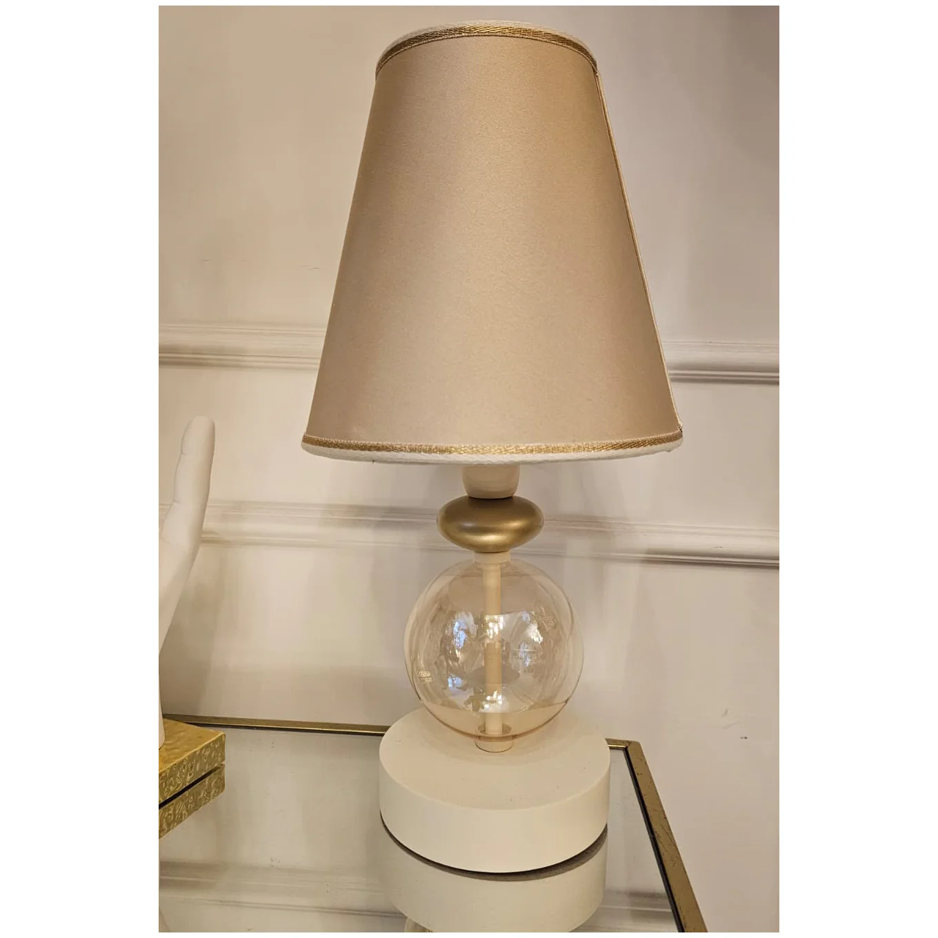 Brulamp Lampada da tavolo in legno + paralume tortora E14 D12.5xH40 cm