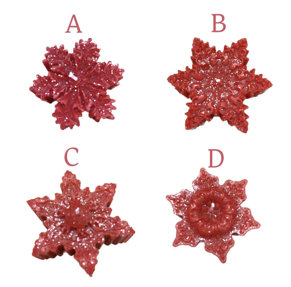 Cereria Parma Fiocchi di neve innevati artigianali, made in Italy, H2,5xD7cm 4 varianti (1pz) - Image 2