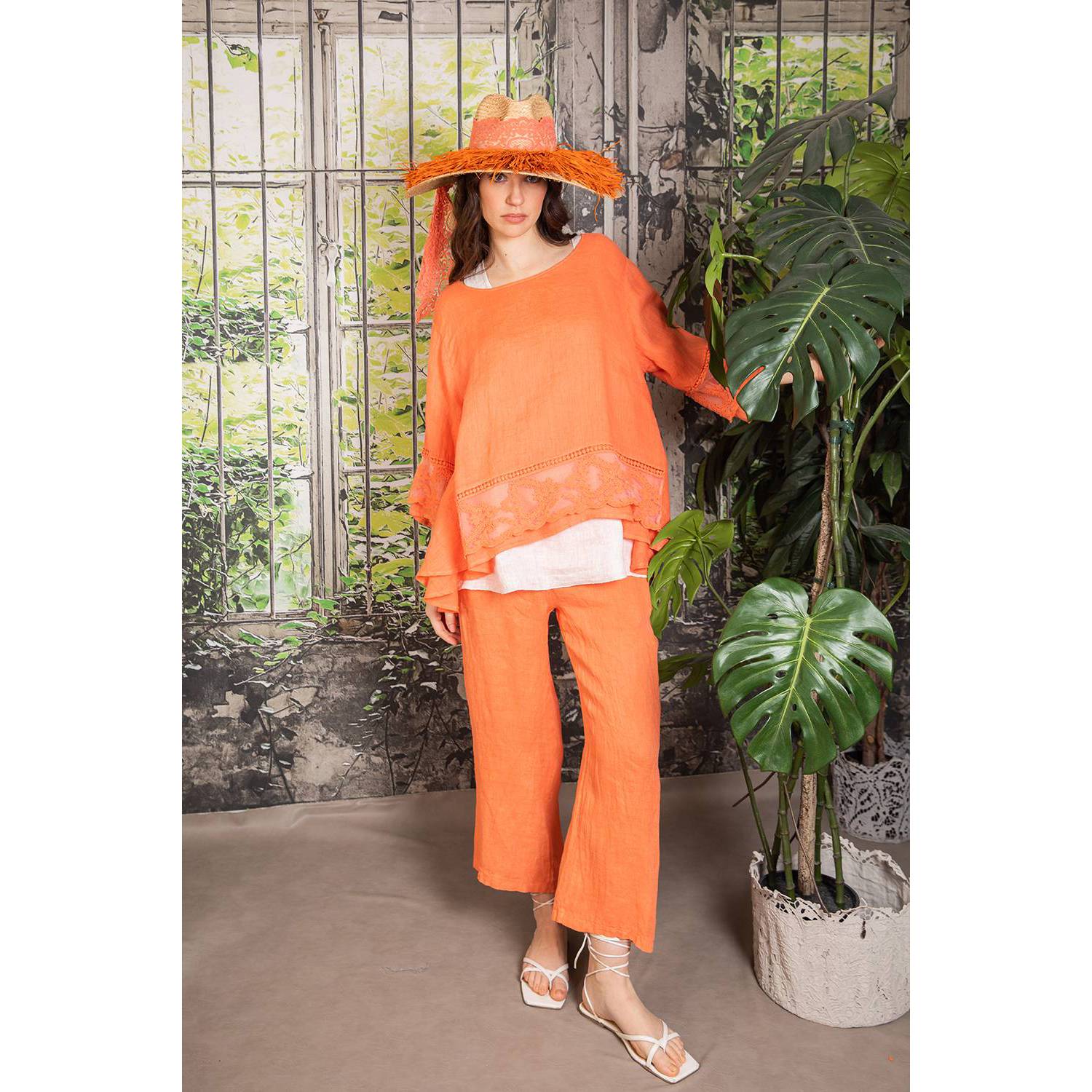 CHEZ MOI Cappello da donna "faraone" in paglia con pizzo 3 varianti - Image 3