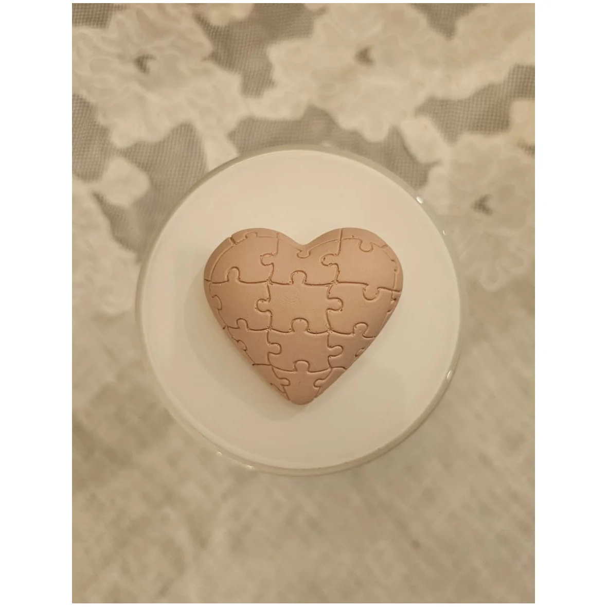 Chiaraela Cilindro alto con dedica e Cuore puzzle cipria D7xH14.5 cm - Image 2