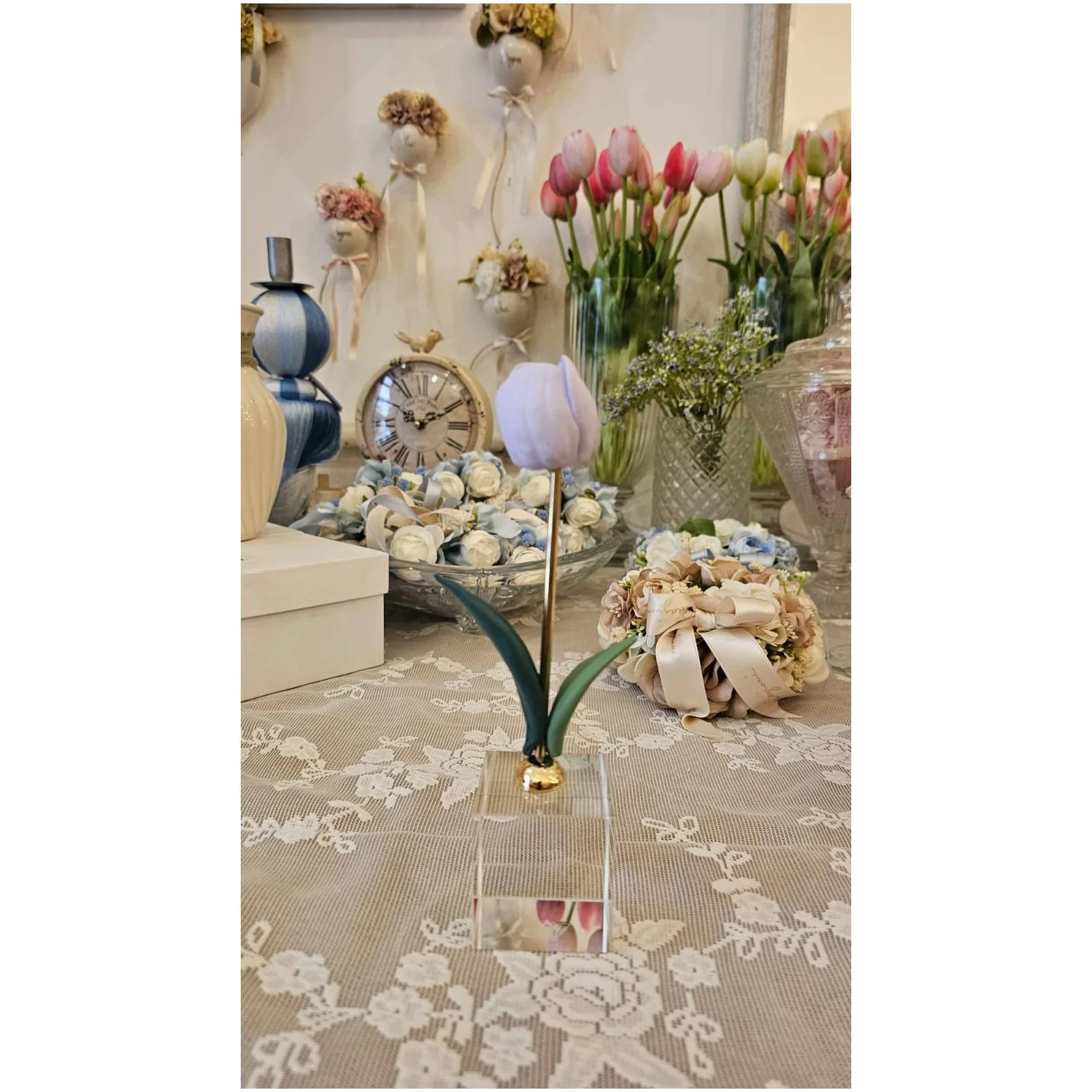 Chiaraela Pianta Tulipano Decorativa su cubo "Giardino" 5x5xH18 cm 12 varianti(1 unità) - Image 8