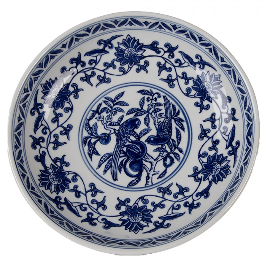 Clayre & Eef Alzatina cucina in porcellana Bianco/Blu D26xH13 cm - Image 3