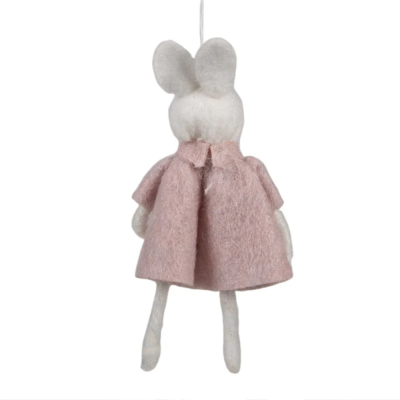 Clayre & Eef Decoro Coniglio di Pasqua vestito rosa da appendere 6x3xH13 cm - Image 3