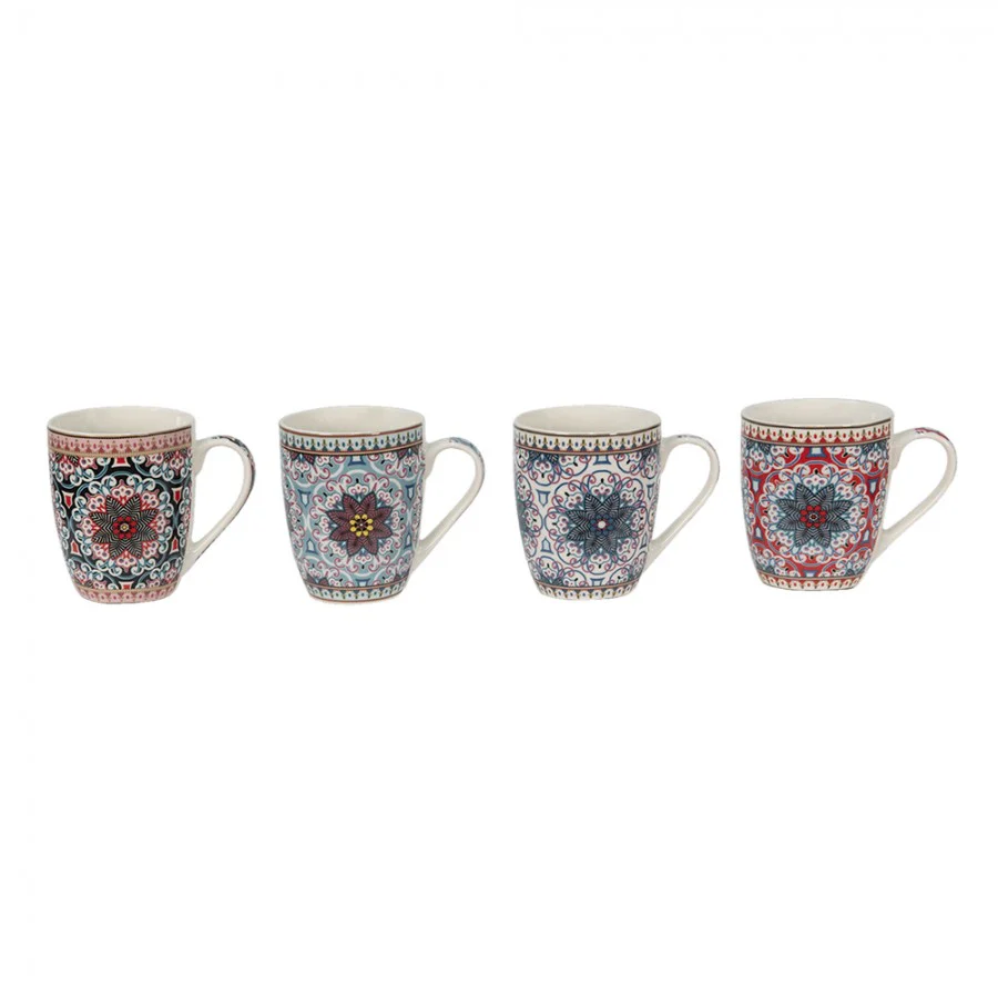 Clayre & Eef Set 4 tazze grandi in porcellana floreale Bohemiene 300 ml - Image 4