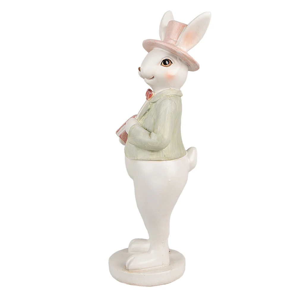 Clayre & Eef Statuina Coniglio in resina con libro 9x9xH26 cm - Image 2