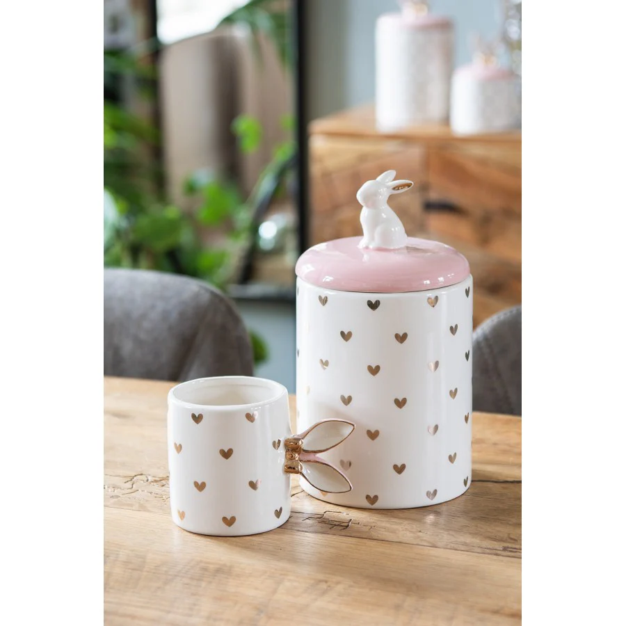Clayre & Eef Tazza coniglio in ceramica con cuori 300 ml - Image 3