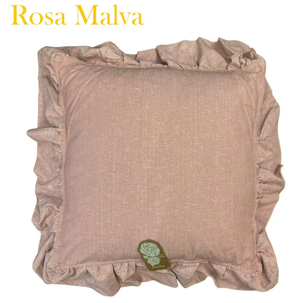 L'ATELIER 17 Cuscino arredo decorativo quadrato con balza in puro cotone, "Essentiel" Shabby Chic 50x50 cm 6 varianti - Image 3
