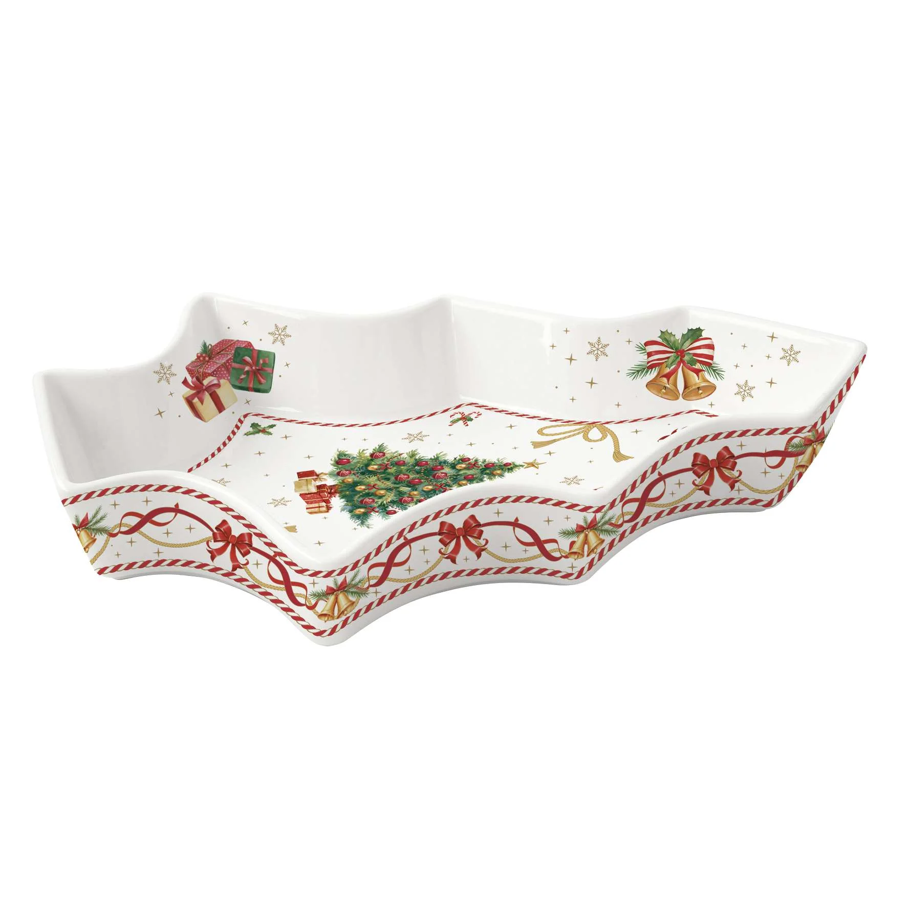 Easy Life Piatto di natale abete in porcellana "Christmas Tale" 28.5x21.5 cm