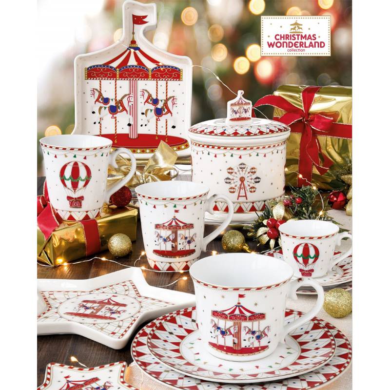 EASY LIFE tazza da tè con piattino porcellana "CHRISTMAS WONDERLAND" in box regalo rosso 200 ml - Image 3