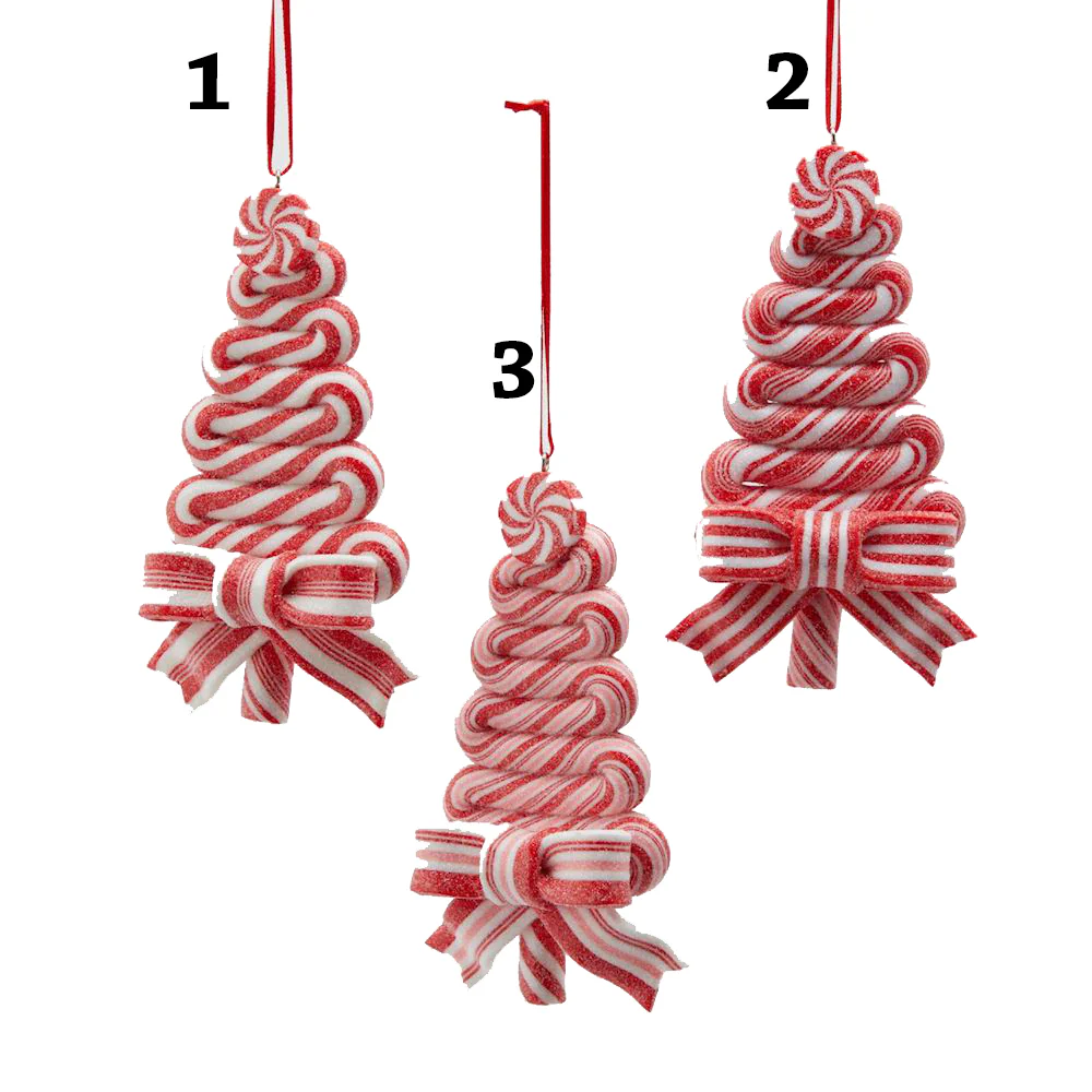 EDG Decorazione natalizia pino candy bell in pasta 3 varianti rosso e bianco H 13 cm - Image 2