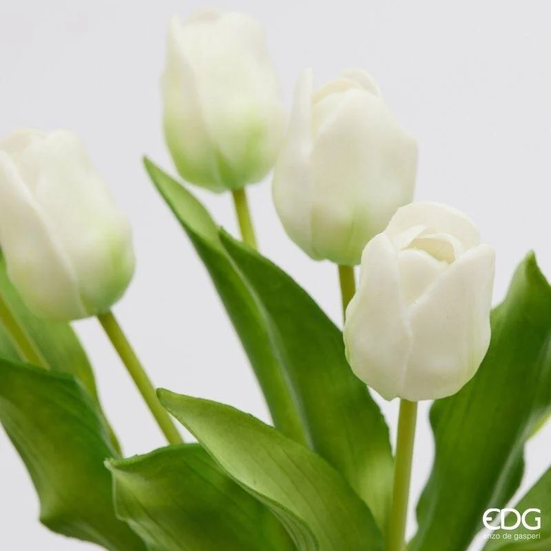 EDG Enzo de Gasperi Bouquet Tulipani x7 bianchi Real-Touch artificiali H30 cm - Image 2