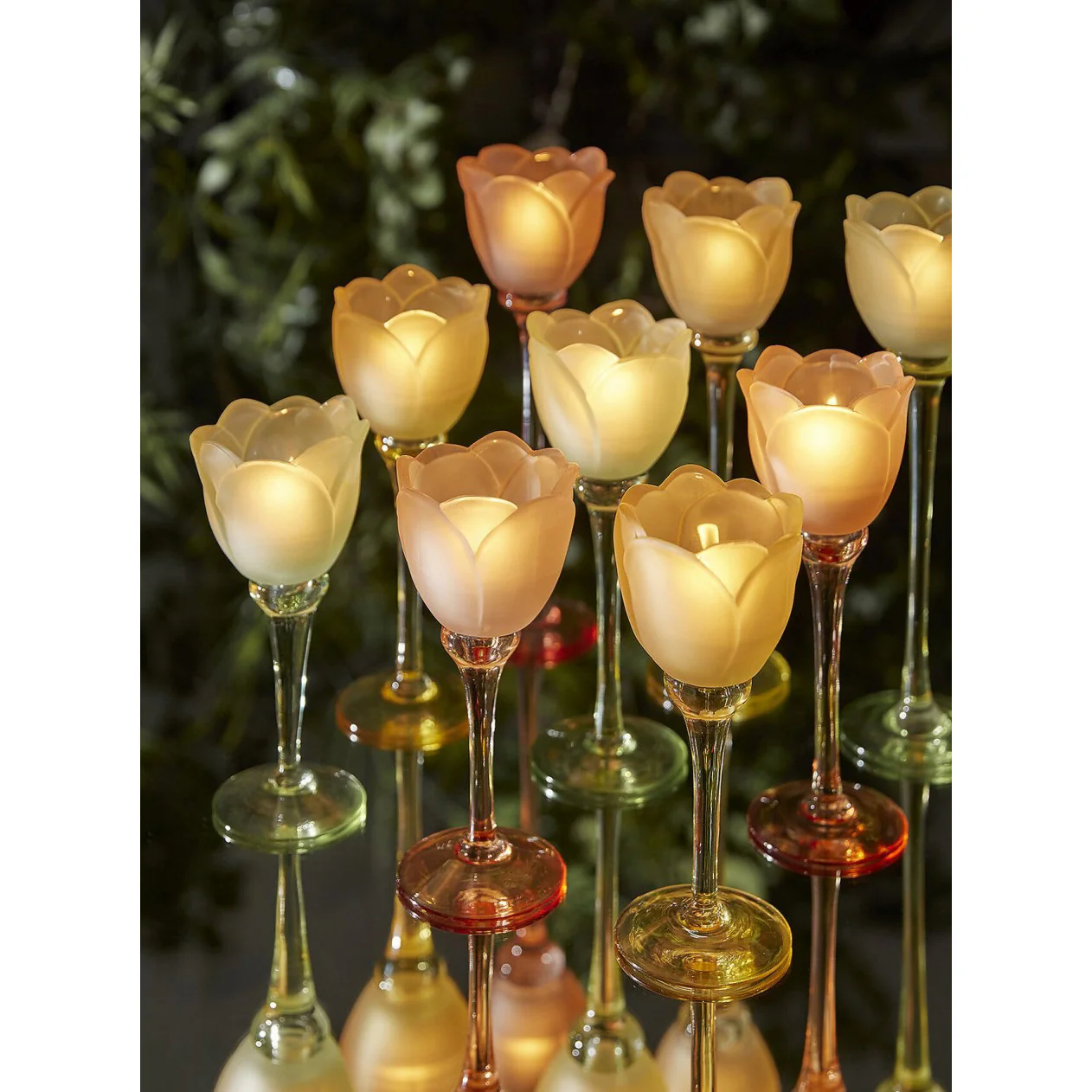 EDG Portacandela Tulipano in vetro D8.5xH28 cm 3 varianti (1pz) - Image 5