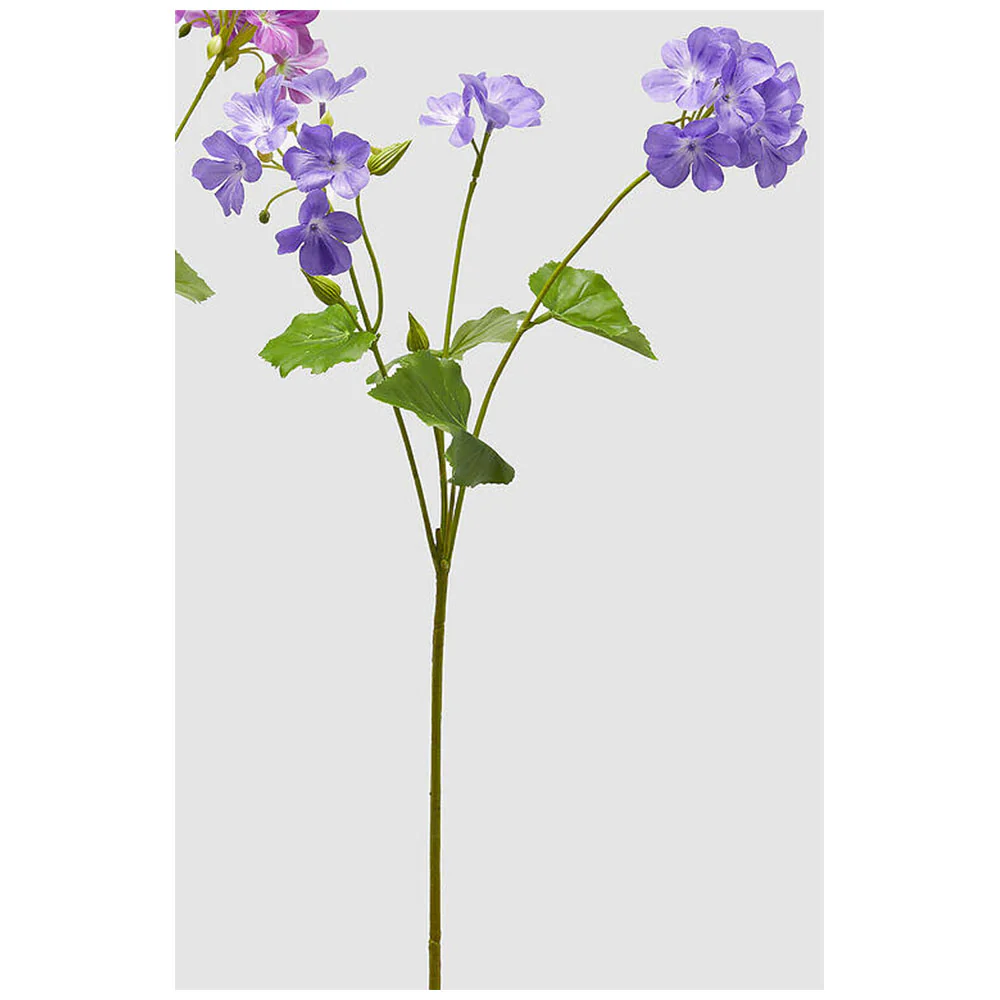 Edg Ramo Geranio artificiale viola con foglie H75 cm 2 varianti(1pz) - Image 2