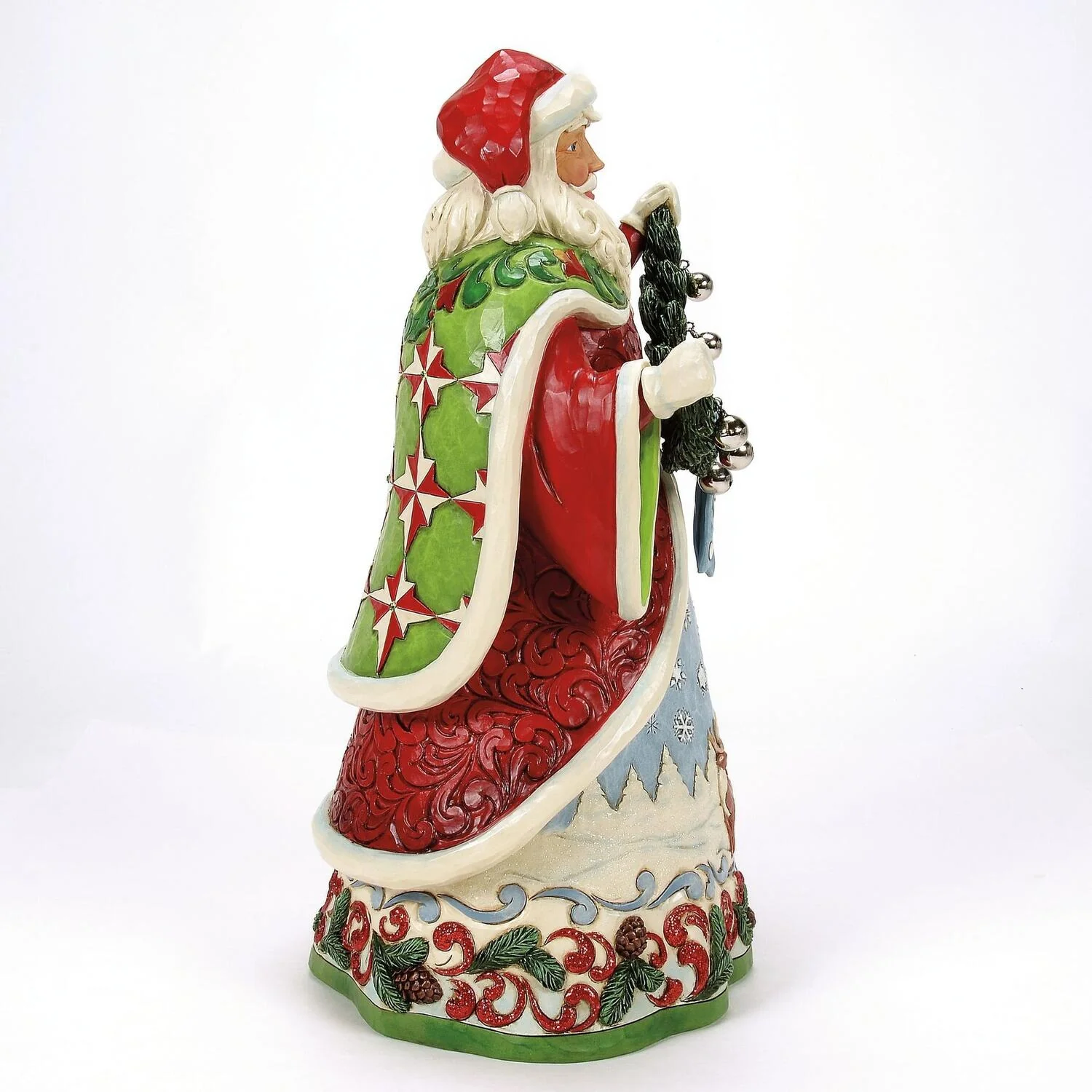 Enesco Statuina Babbo Natale in resina con ghirlanda e campanelle "Santa Bell Garland" 21.8x18.6xH36.9 cm - Image 2