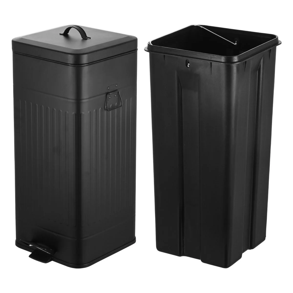 Estia Home Cestino Spazzatura in metallo nero opaco "Antigua" 30LT 27.5x36xH66 cm - Image 5