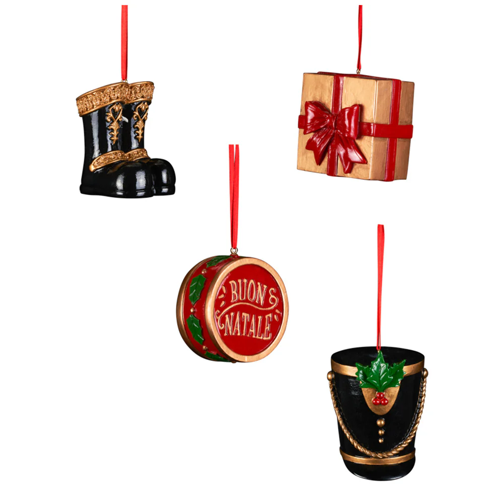 Henriette Set 4 decori deluxe in resina per albero di natale