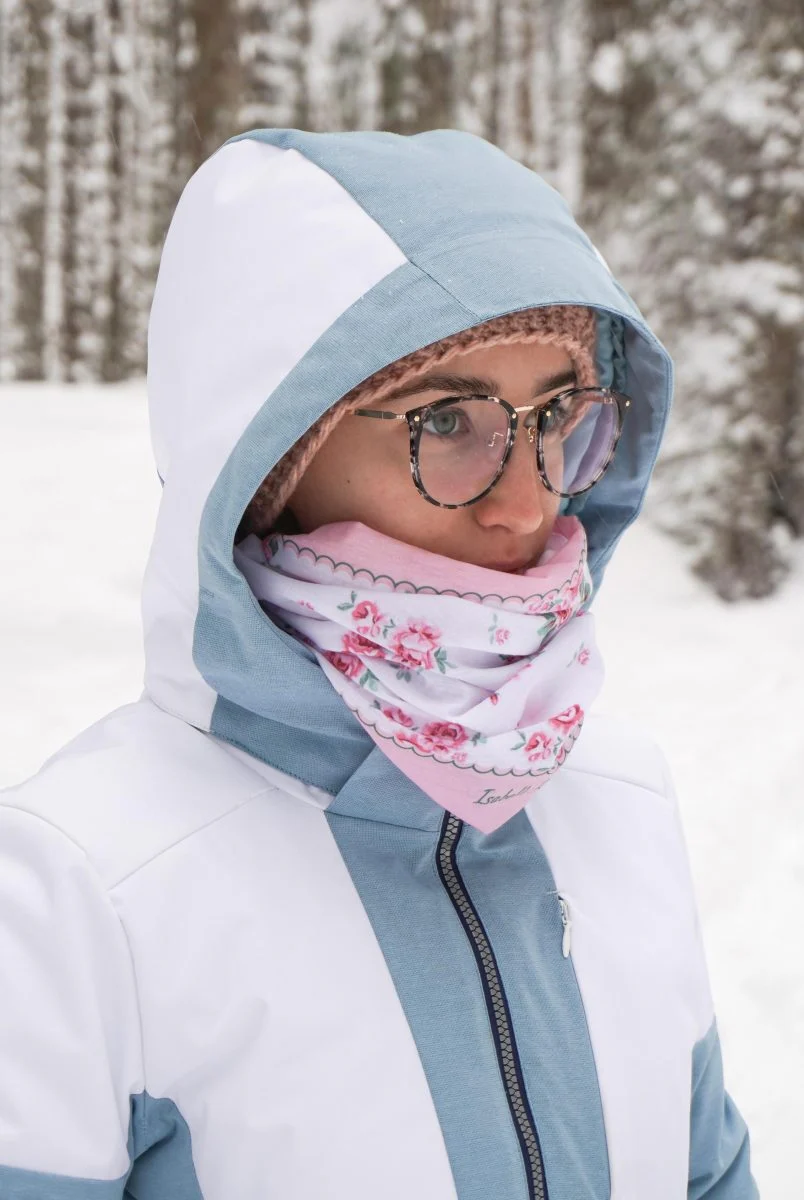 ISABELLE ROSE Bandana foulard fascia per capelli da donna bianco con pois rosa - Image 3
