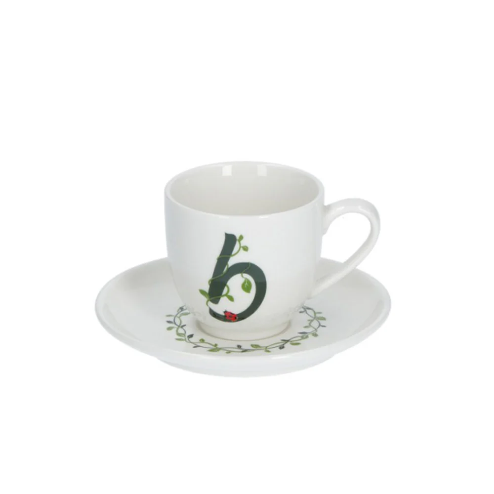LA PORCELLANA BIANCA Tazzina da caffè con piattino lettera B in porcellana "Solo Tua" 90 cc