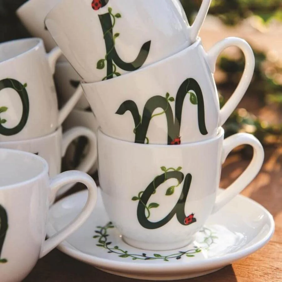 LA PORCELLANA BIANCA Tazzina da caffè con piattino lettera R in porcellana "Solo Tua" 90 cc - Image 2