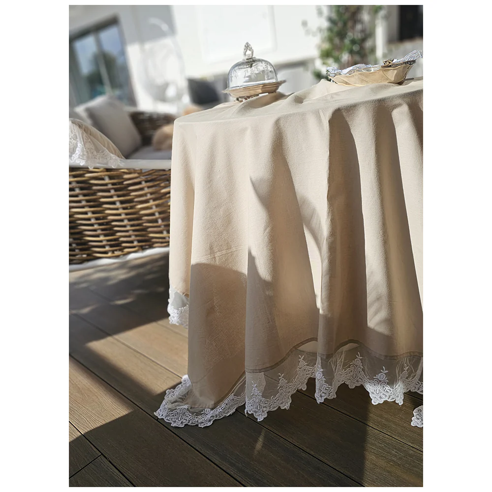 L'Atelier 17 Copritavola in cotone con pizzo "Partenope" 150x150 cm 2 varianti(1pz) - Image 2
