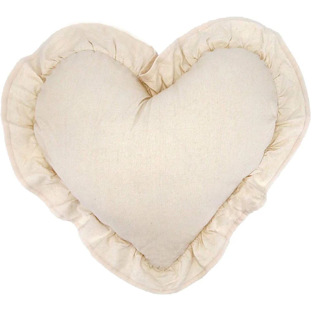 L'ATELIER 17 Cuscino arredo decorativo a forma di cuore con balza in puro cotone, Collezione: "Essentiel" Shabby Chic 50x55 cm 4 varianti - Image 5