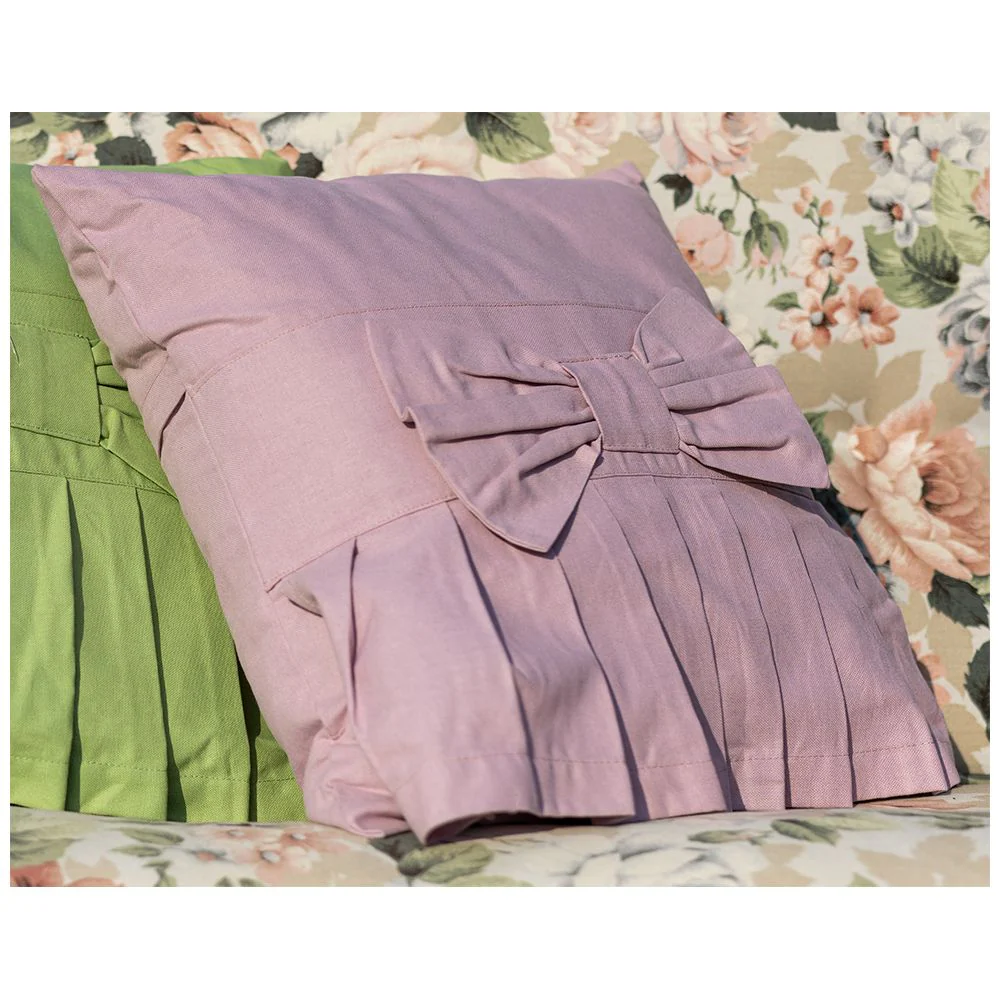L'Atelier 17 Cuscino con fiocco e piegoline "Sweety" 45x45 cm 6 varianti(1pz) - Image 3