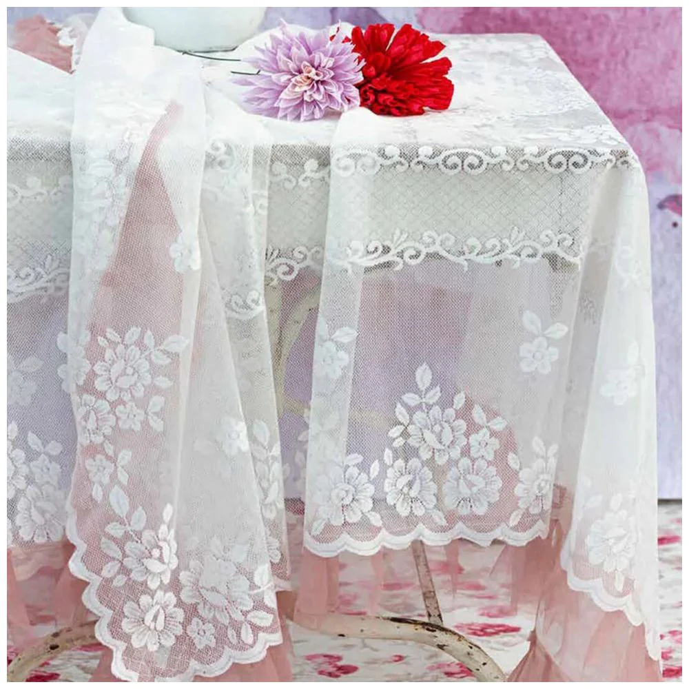 L'ATELIER 17 Runner da tavola cucina in pizzo con fiori e tulle, Shabby Chic "Andromeda" 50x150 cm 5 varianti - Image 5