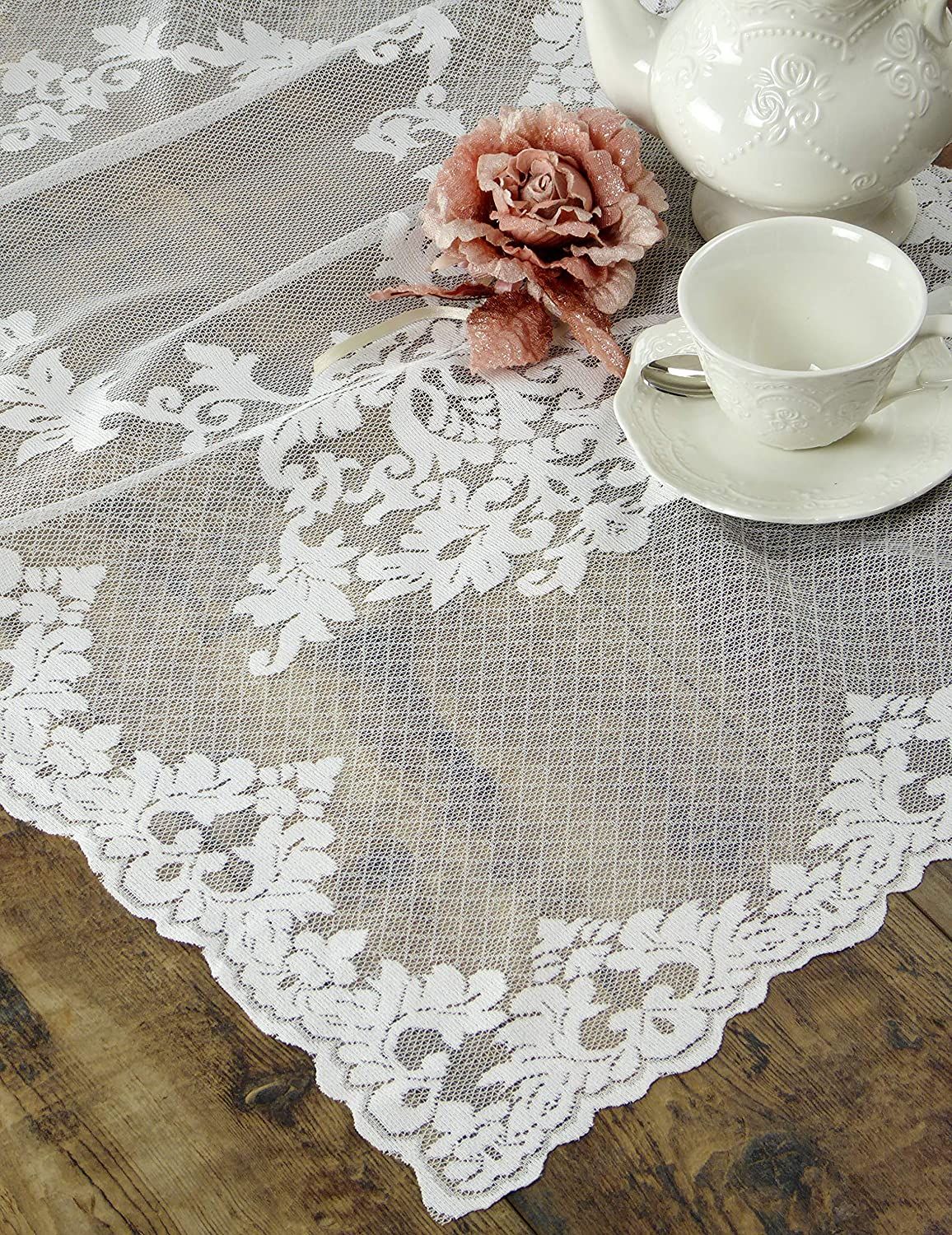 L'ATELIER 17 Runner da tavola cucina in pizzo con motivo damascato ricamato, Shabby Chic "Aurore" 50x150 cm 3 varianti - Image 4