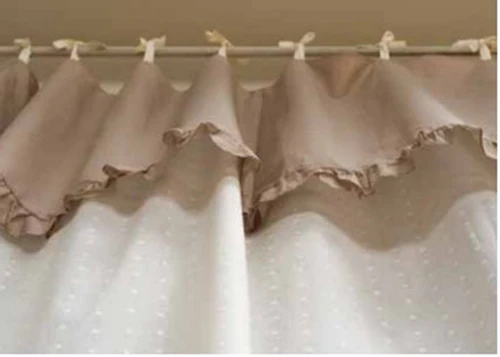 L'ATELIER 17 Set 2 Tende a pannello da cucina finestra a pois in pure cotone con mantovana e balza, Collezione "Penelope" Shabby Chic 4 varianti 140x290 cm - Image 3