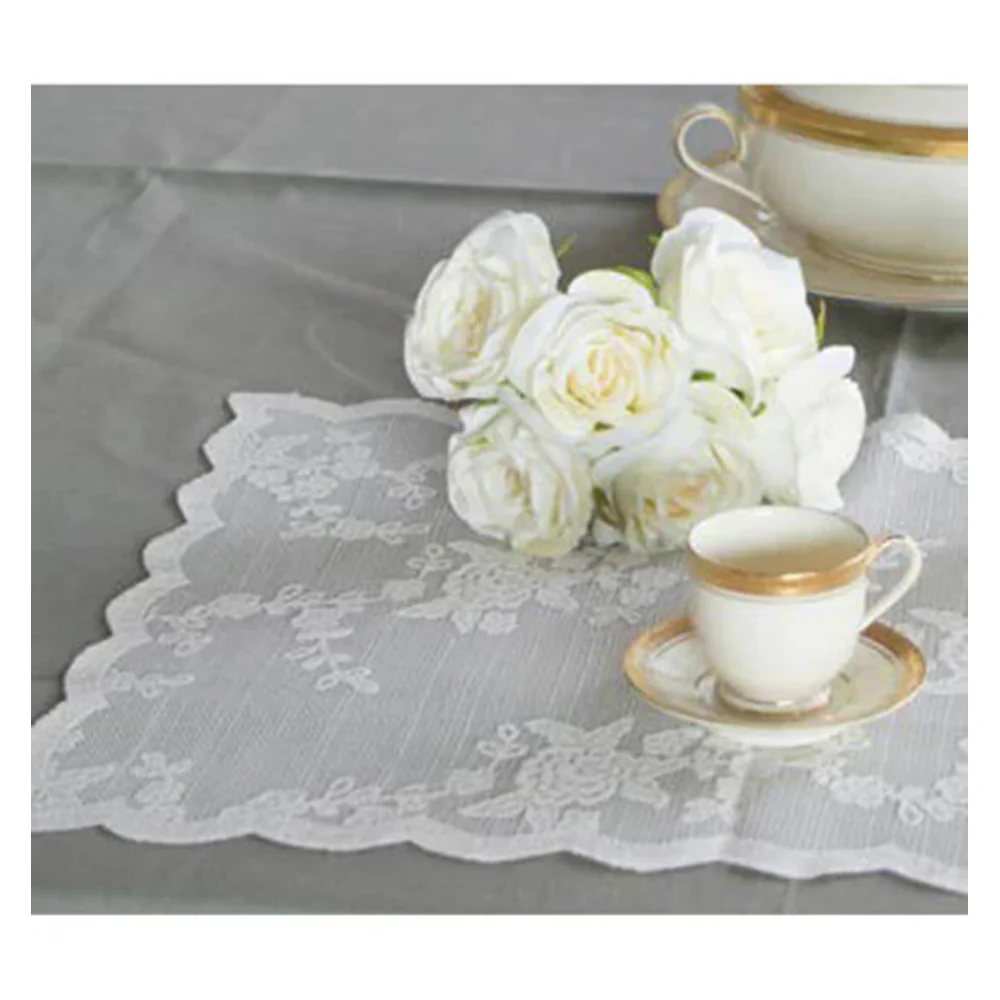 L'ATELIER 17 Set due tovagliette rettangolari in pizzo con fiori ricamati, Shabby Chic "CIEL" 50x40 cm 3 varianti - Image 4