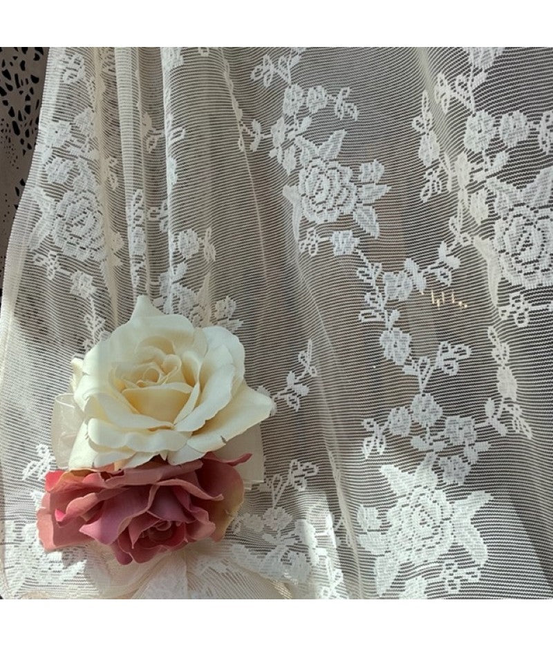 L'ATELIER 17 Tenda in pizzo rose ricamate "Ciel" 3 varianti 140x290 cm (1pz) - Image 3