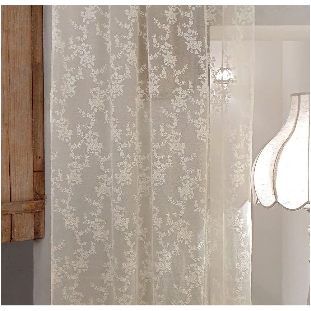 L'ATELIER 17 Tenda in pizzo rose ricamate "Ciel" 3 varianti 140x290 cm (1pz) - Image 4