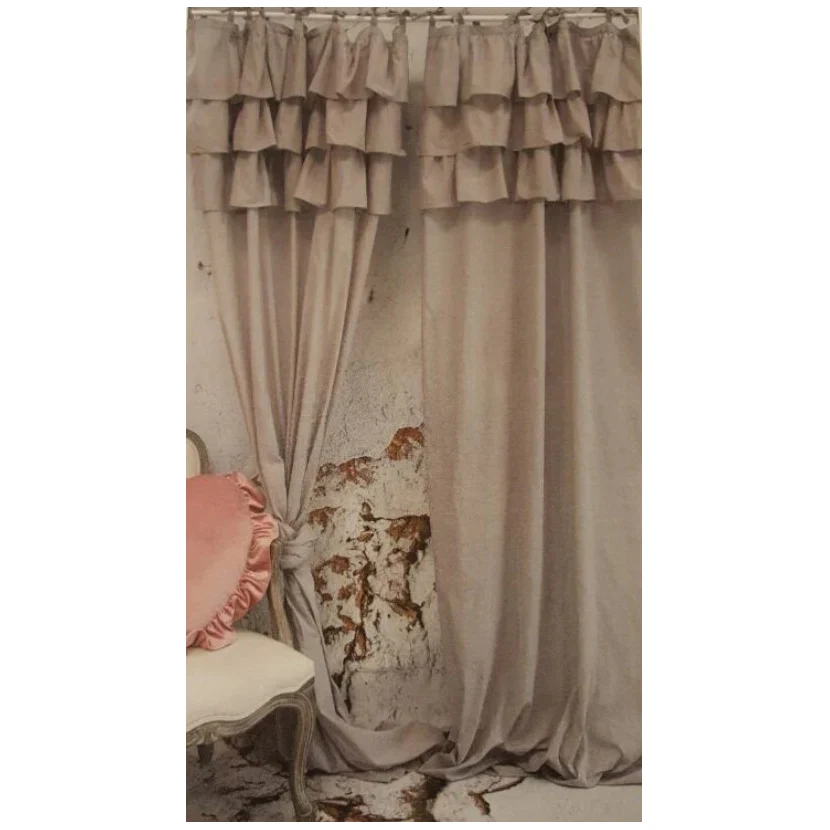 L'ATELIER 17 Tenda camera da letto finestra in voile cotone con rouches, Collezione "Etoile" Shabby Chic 5 varianti 135x290 cm - Image 4
