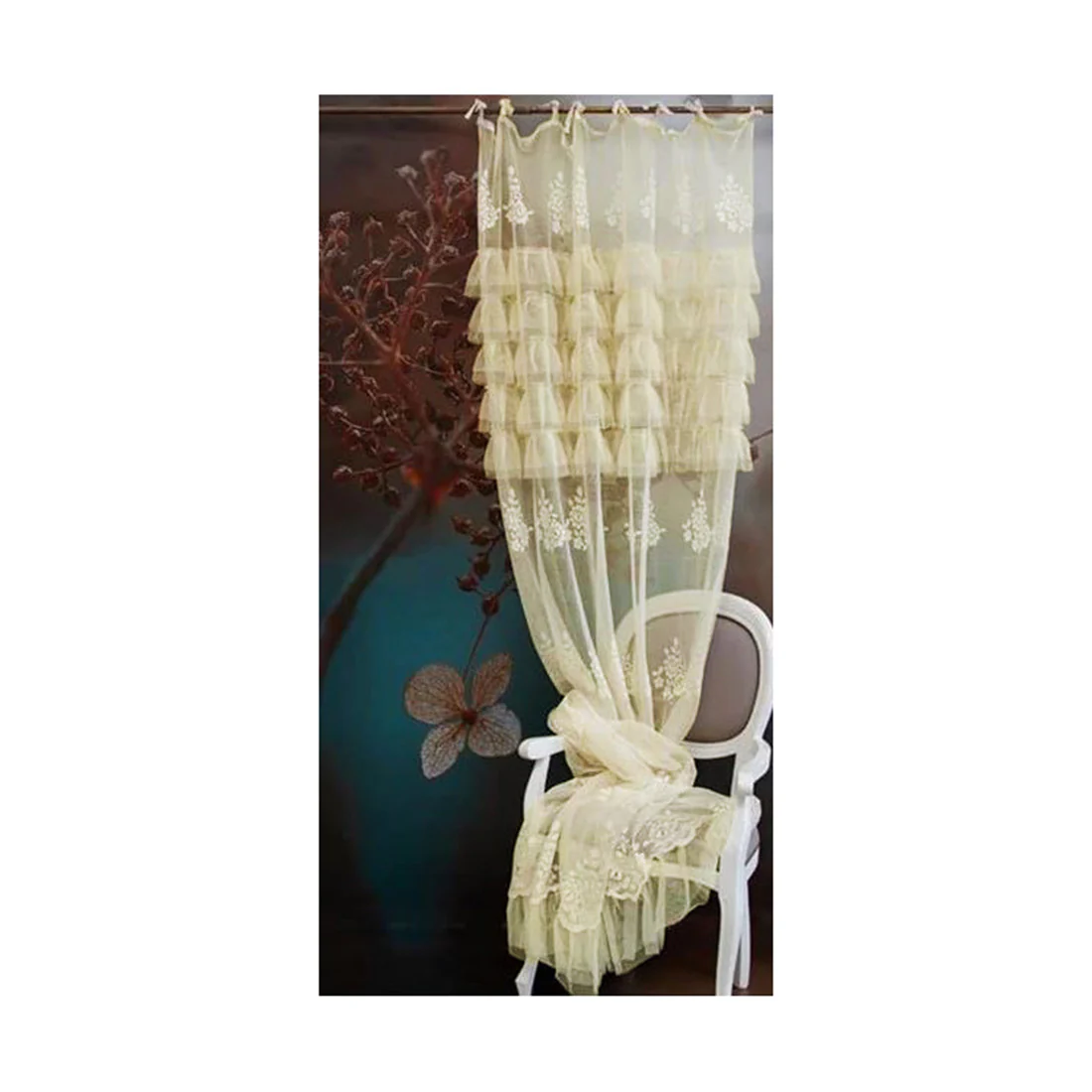 L'ATELIER 17 Tenda in pizzo e tulle "Andromeda" Shabby Chic 140x290 cm 5 varianti (1pz) - Image 7