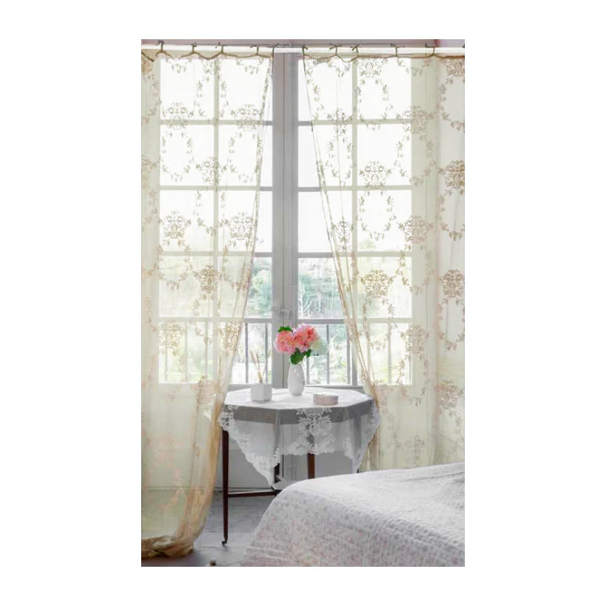 L'ATELIER 17 Tendina vetrage finestra camera da letto o cucina in total pizzo con ricamo damascato, Collezione "Aurore" Shabby Chic 60x240 cm 3 varianti - Image 3